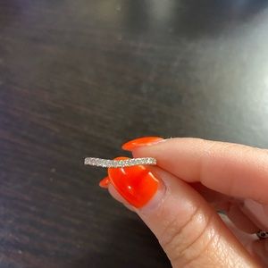 14k diamond white gold, curved wedding band.Size:7